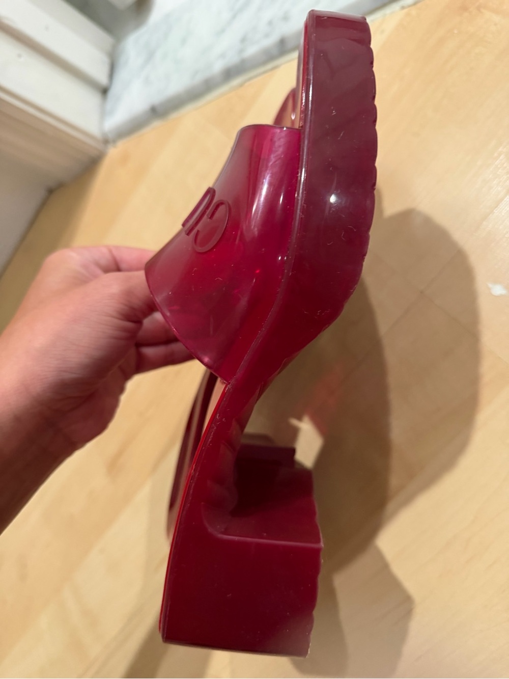 Gucci red Jelly Slide Sandals - Picture 5 of 9